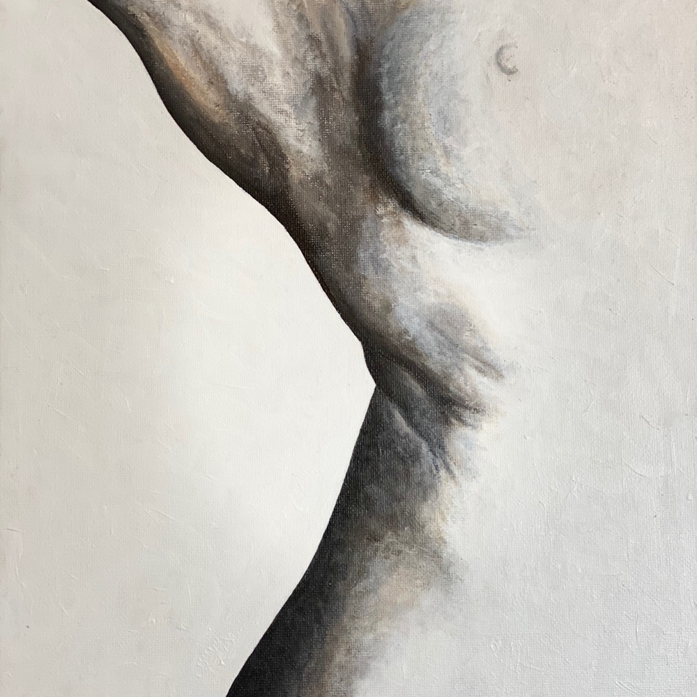 Nude original painting Body in shade singned, artist J Cruz acrylic hand painted - Picture 4 of 9